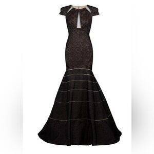 ANGEL SANCHEZ Embroidered Black Cutout Trumpet
Gown -Size 6